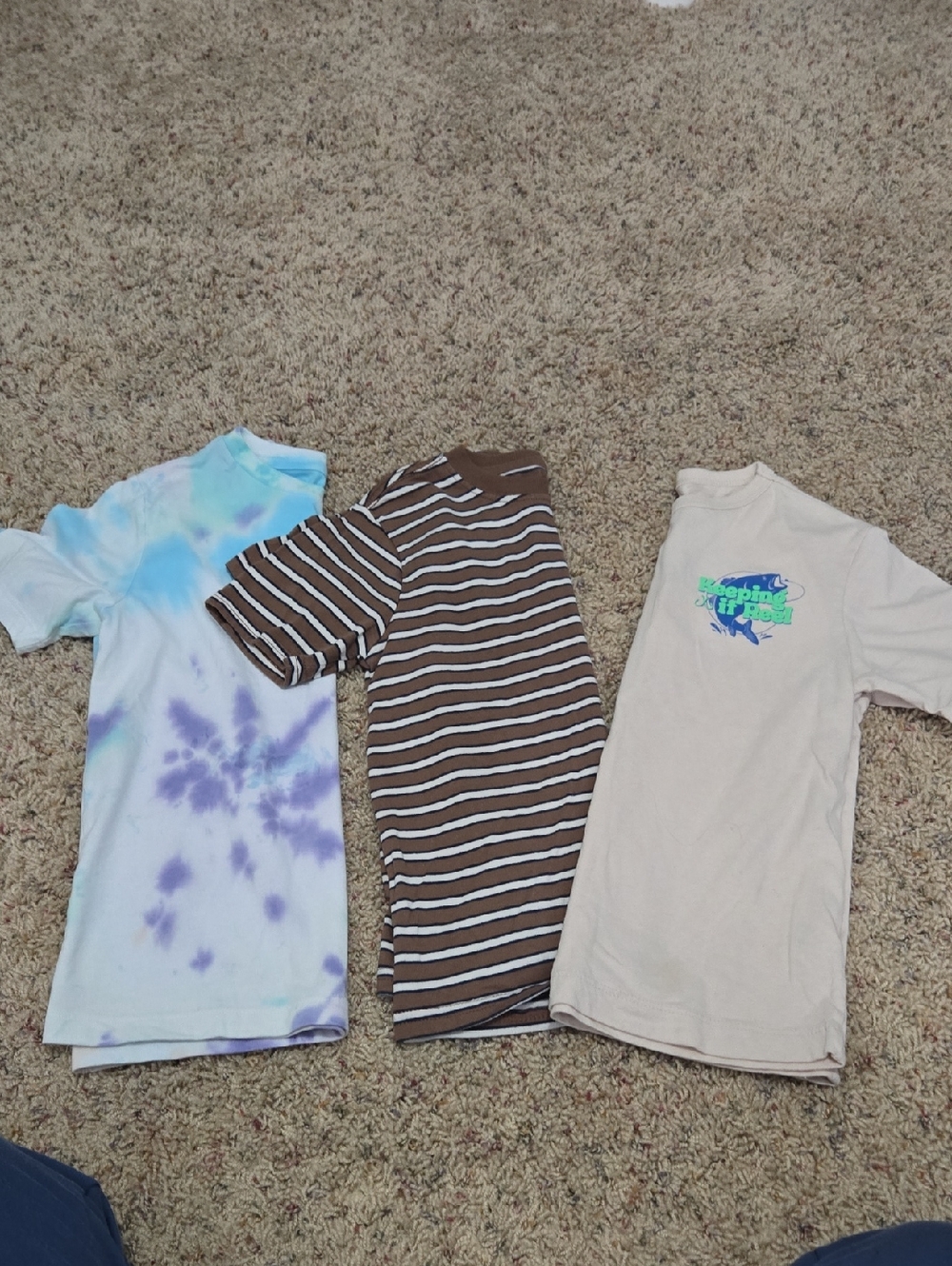 wonder nation Brown & White Striped Short Sleeve Tee